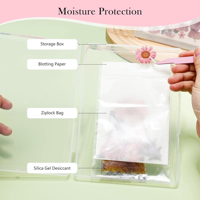 Aboofx 6PCS Dried Flower Storage Set with Blotting Paper, Ziplock Bag and Desiccant, Flower Preservation Kit - Good Seal, High Capacity to Keep Flowers Color and Dry (4pcs 6.5"x2.7" + 2pcs 10"x7") - Image 3